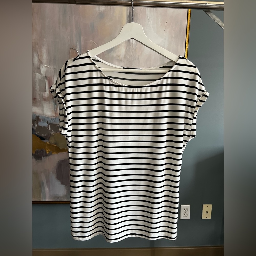Black and white striped oversized shirt